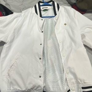 All white jacket with a graphic design on the back wore once or twice